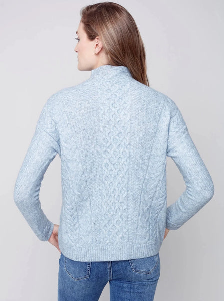 Honeycomb Melange Yarn Mock Neck Sweater [Snowflake-C2522]