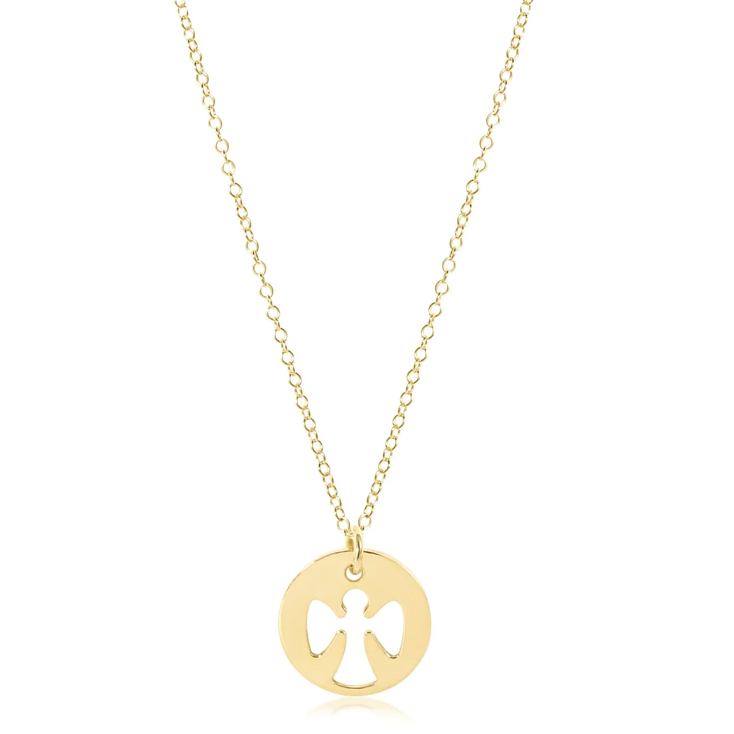 16" Necklace Gold Guardian Angel Small Gold Disc [N16GGASMGD]