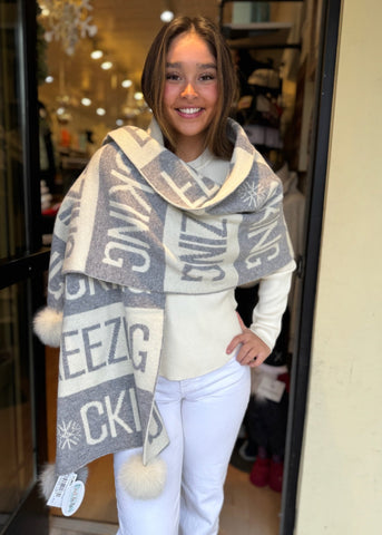 Knitted Fucking Freezing Scarf [Light Gray/Pearl-SCIM25]