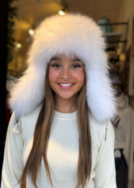 Trooper Hat Lined With White Fox Fur [Silver-HTHL03]