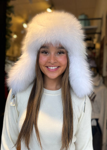 Trooper Hat Lined With White Fox Fur [Silver-HTHL03]