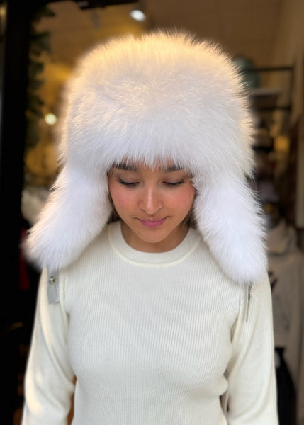 Trooper Hat Lined With White Fox Fur [Silver-HTHL03]