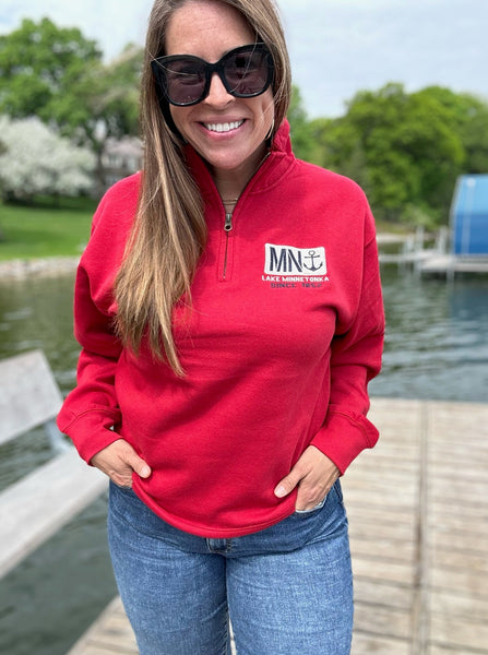 Minnesota MN Patch 1/4 Zip Sweatshirt [Red]