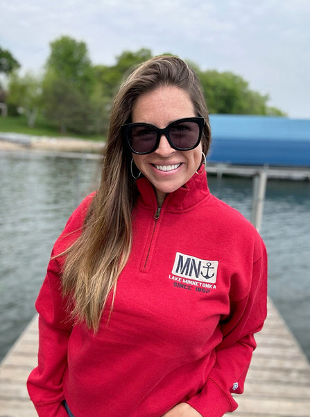 Minnesota MN Patch 1/4 Zip Sweatshirt [Red]