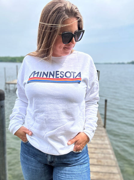 Minnesota Stripe Design Crew Sweatshirt [White]
