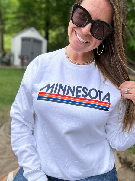 Minnesota Stripe Design Crew Sweatshirt [White]