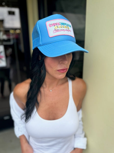 Save Water Drink Champagne Hat [Cool Blue]