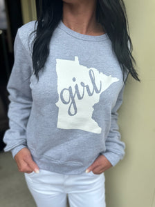Minnesota Girl Crewneck Sweatshirt [Athletic Heather-7511]