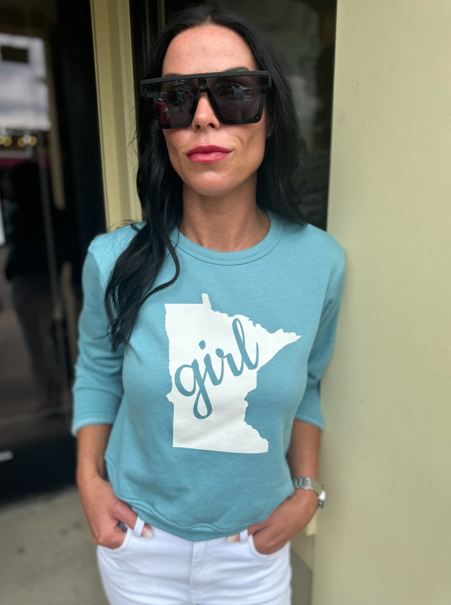 Minnesota Girl Crewneck Sweatshirt [Heather Lagoon-7511]