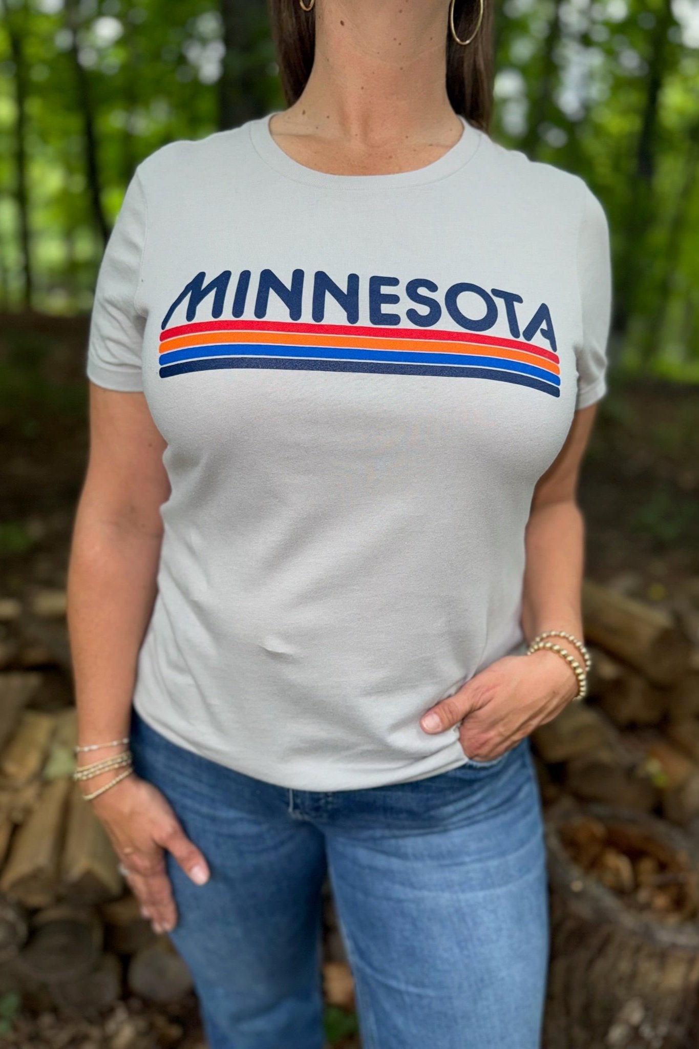 Minnesota Stripe Crewneck T-Shirt [Grey]