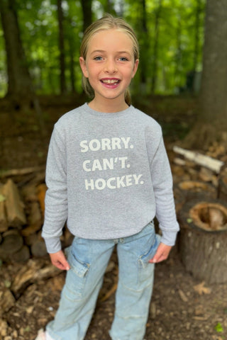 Youth Sorry Cant Hockey Sweatshirt [Heather]