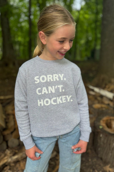 Youth Sorry Cant Hockey Sweatshirt [Heather]