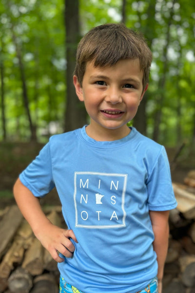 Youth Minnesota in the Box Wicking Tee [Columbia Blue]