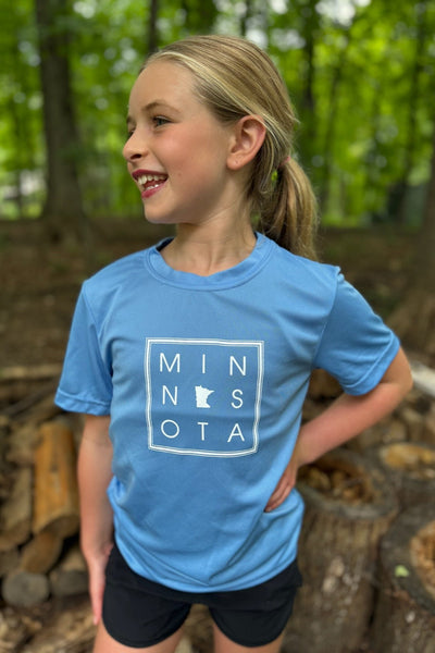 Youth Minnesota in the Box Wicking Tee [Columbia Blue]