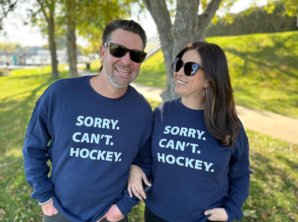 Sorry Can't Hockey Unisex Sweatshirt [Navy]