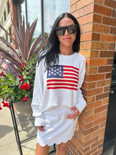 American Flag Soft Knit Sweater [Ivory]