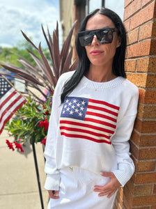 American Flag Soft Knit Sweater [Ivory]