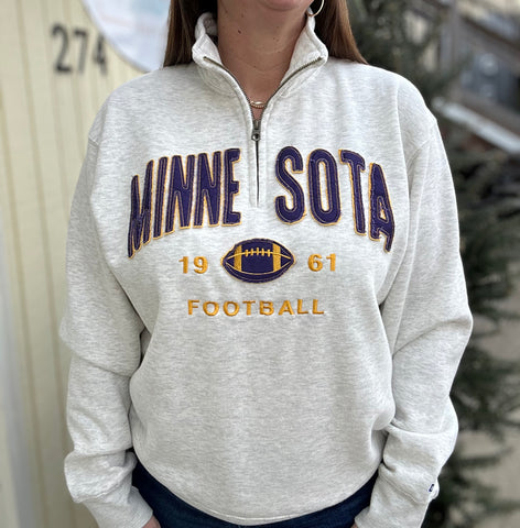 Minnesota Football Quarter Zip Sweatshirt [Oatmeal]