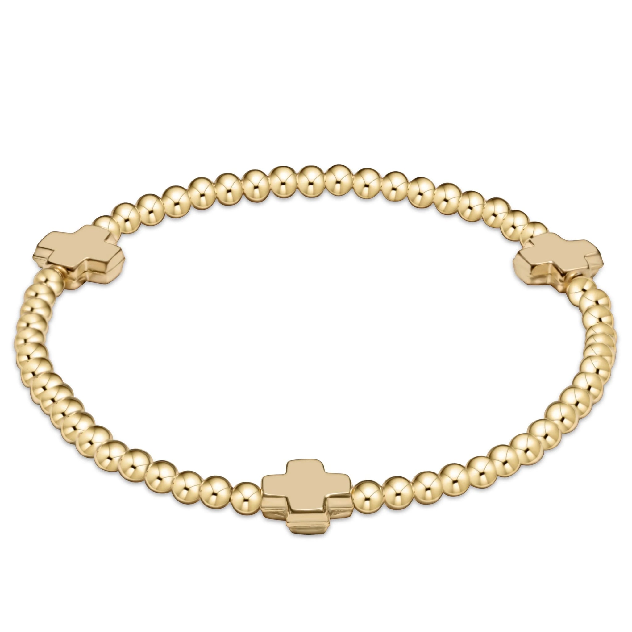 Enewton Extends Signature Cross Gold Pattern 3mM Bead Bracelet Gold [BEXSCGP3GLD]