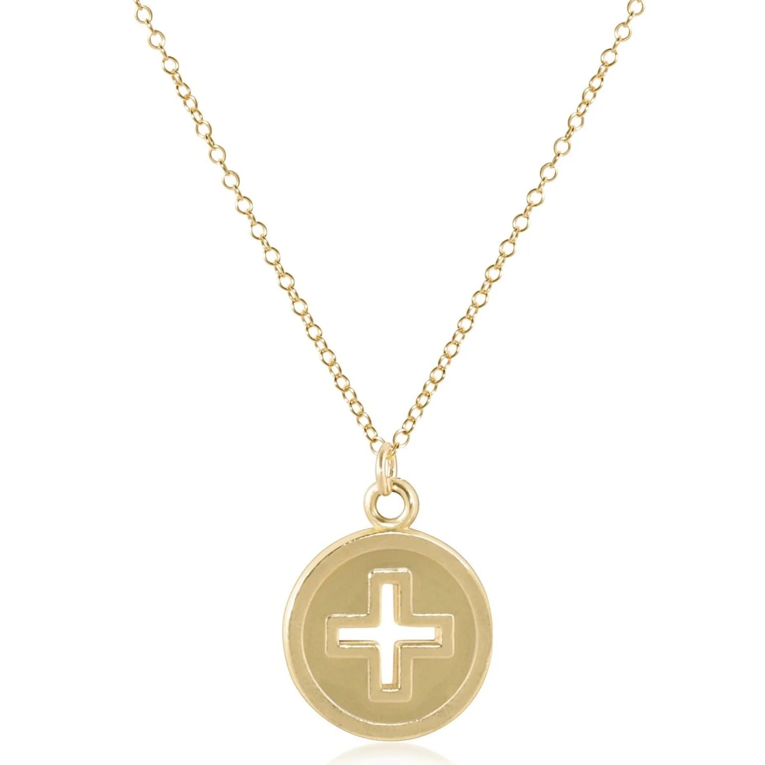 16" Necklace Gold Signature Cross Gold Disc [N16GGSCGD]