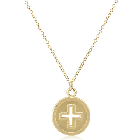 16" Necklace Gold Signature Cross Gold Disc [N16GGSCGD]