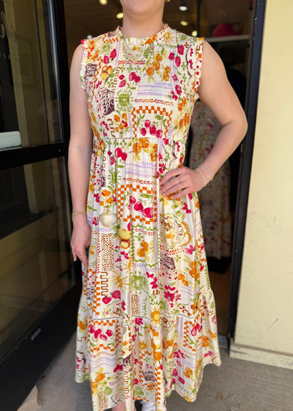 Smocked Bodice Maxi Dress [Multi-TD-10626]