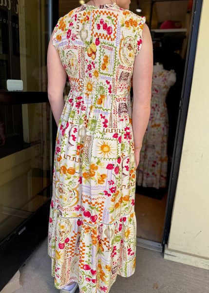 Smocked Bodice Maxi Dress [Multi-TD-10626]