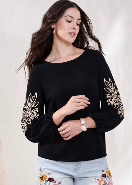 3/4 Sleeve Top [Black-3045O]
