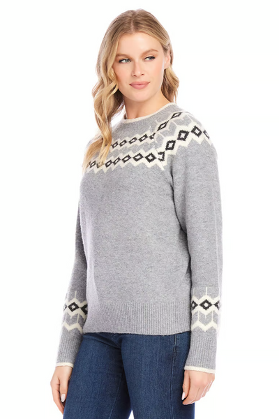 Jacquard Sweater [Gray-4L89855]