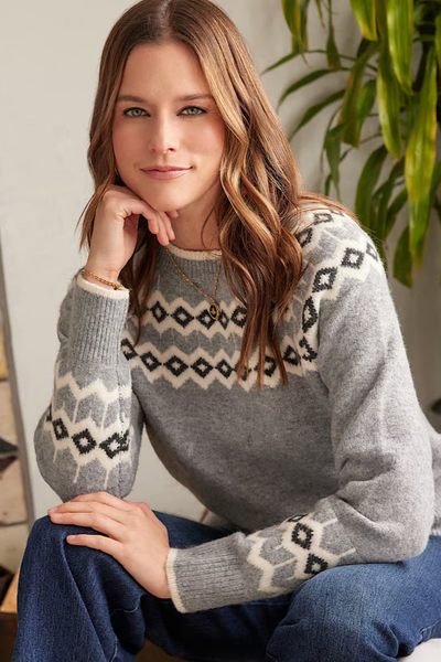 Jacquard Sweater [Gray-4L89855]