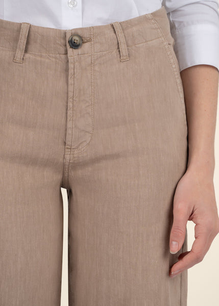 Meg Linen Wide Leg Pant [Khaki-KB44501]