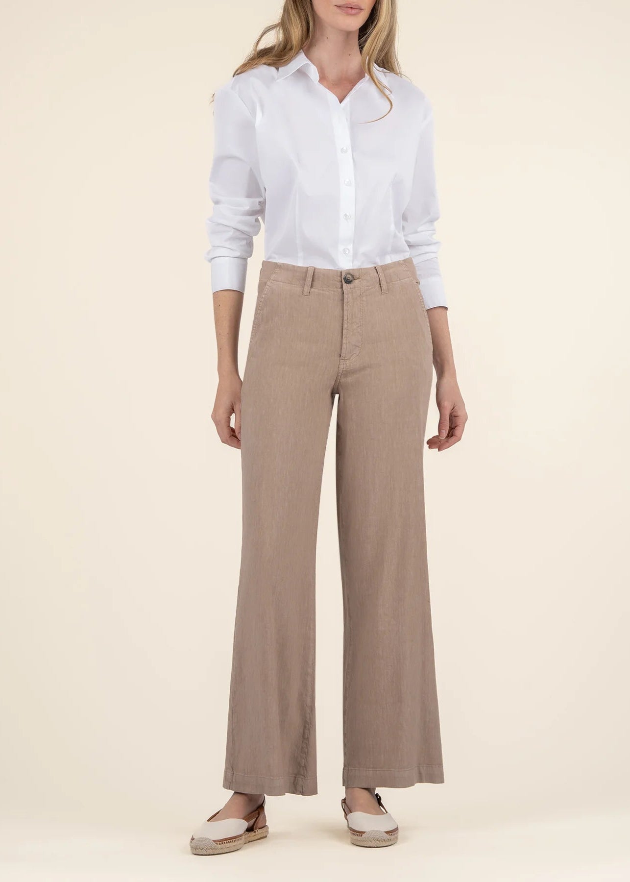 Meg Linen Wide Leg Pant [Khaki-KB44501]