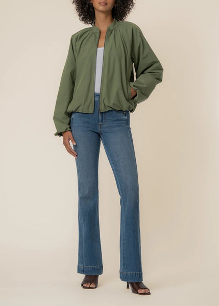 Lainey Zip Front Bomber Jacket [Cedar Green-KJ64101]