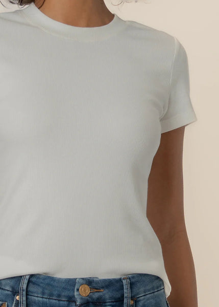 Langley Short Sleeve Ribbed Top [White-KT149601]
