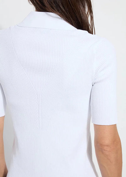 Kenzie Ribbed Knit Polo [White-21-3515-M7]
