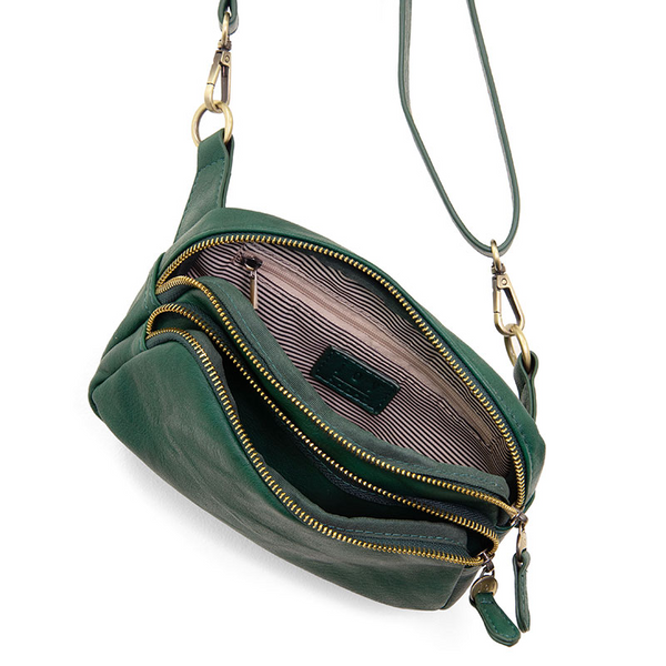 Kylie Double Zip Sling Bag [Deep Green-L8212]