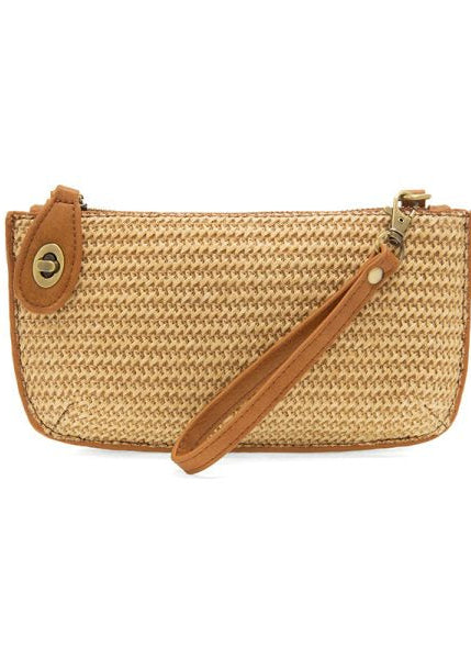 Solid Straw Mini Wristlet Crossbody Clutch [Tan-L8223]