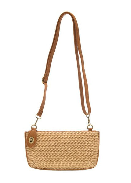 Solid Straw Mini Wristlet Crossbody Clutch [Tan-L8223]