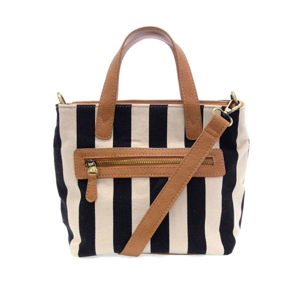 Awning Stripe Mini Canvas Tote [Black-L8285]