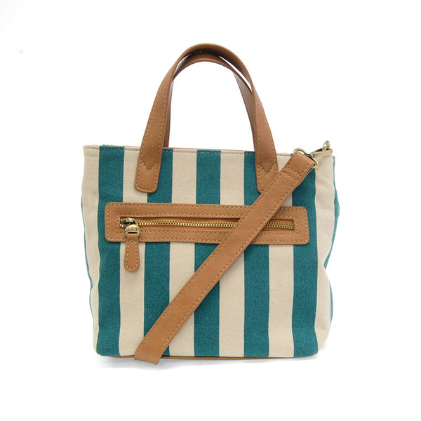 Awning Stripe Mini Canvas Tote [Teal-L8285]