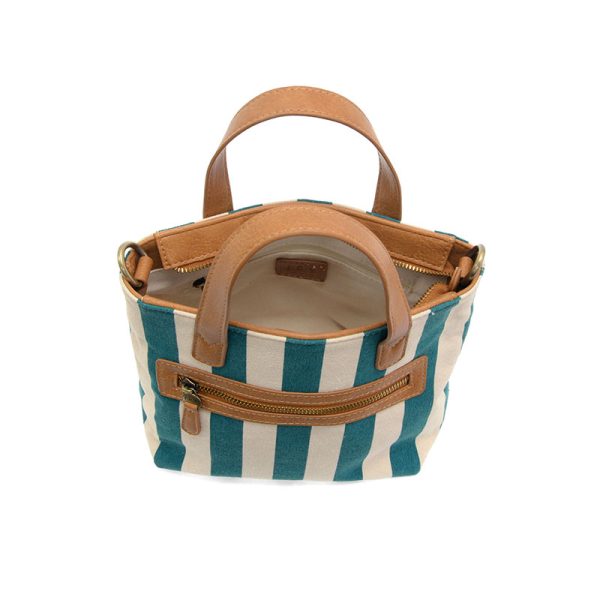 Awning Stripe Mini Canvas Tote [Teal-L8285]