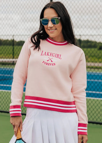 Varsity Fleece Crew Neck Sweatshirt [LT PINK-FCN014]