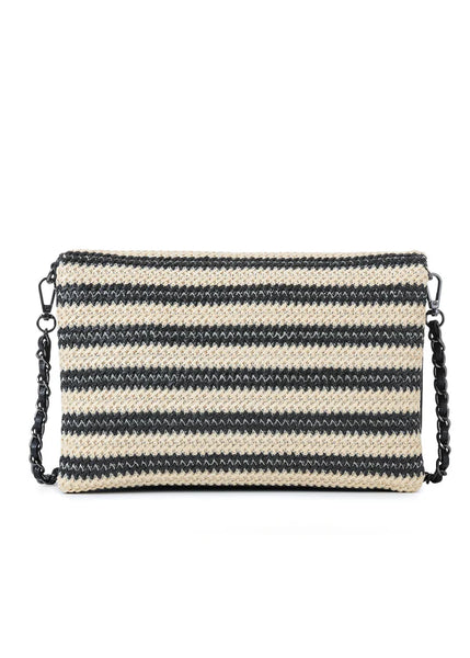 Lexi Tropez Rafia  Crossbody [Black/Beige]]