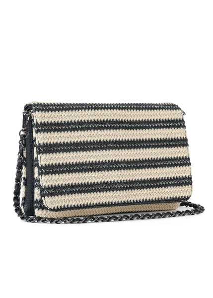 Lexi Tropez Rafia  Crossbody [Black/Beige]]