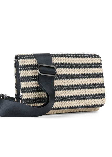 Lexi Tropez Rafia  Crossbody [Black/Beige]]