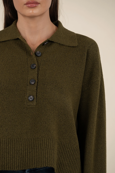 Lilia Button Front Sweater [Olive-KS33201]