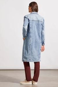 Long Denim Duster With Pockets [Washed Blue-5673O]