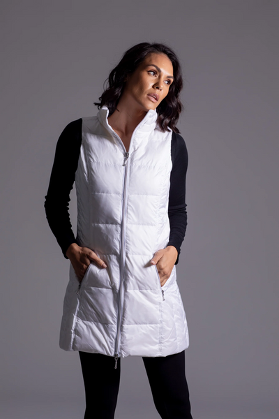 Long Down Vest [White-50171]