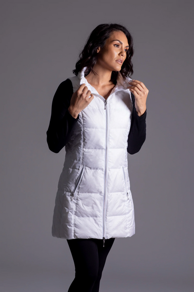 Long Down Vest [White-50171]