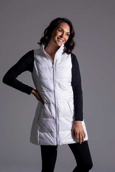 Long Down Vest [White-50171]